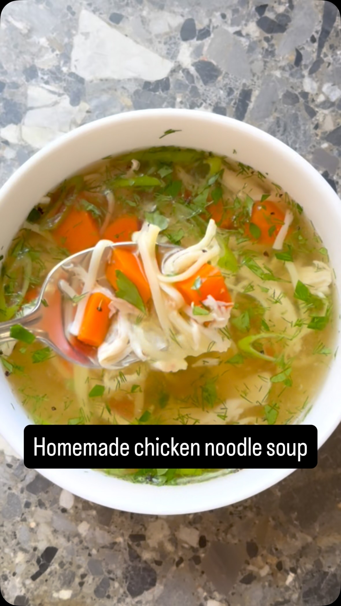 It’s soup season - and cold season. This homemade chicken soup is not only easy to make, inexpensive and so healthy, it can also be frozen. Anytime you feel a cold coming on, I promise this is the remedy! One chicken makes about 48 ounces of soup! I use a pasture raised chicken, plus I save my scraps from celery stalks, peeled carrots, stems of herbs like dill and chives and the tough leek ends - no waste in my house! #chickensoup #chickennoodlesoup #soupseason #homemadesoup #dinnerreinvented
