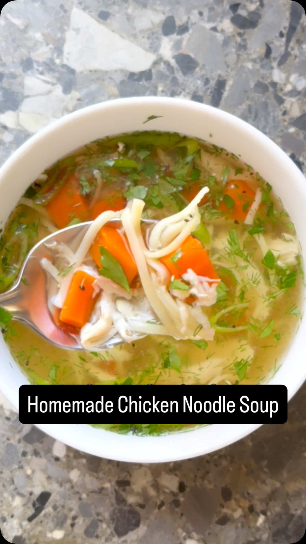 It’s soup season - and cold season. This homemade chicken soup is not only easy to make, inexpensive and so healthy, it can also be frozen. Anytime you feel a cold coming on, I promise this is the remedy! One chicken makes about 48 ounces of soup! I use a pasture raised chicken, plus I save my scraps from celery stalks, peeled carrots, stems of herbs like dill and chives and the tough leek ends - no waste in my house! #chickensoup #chickennoodlesoup #soupseason #homemadesoup #dinnerreinvented