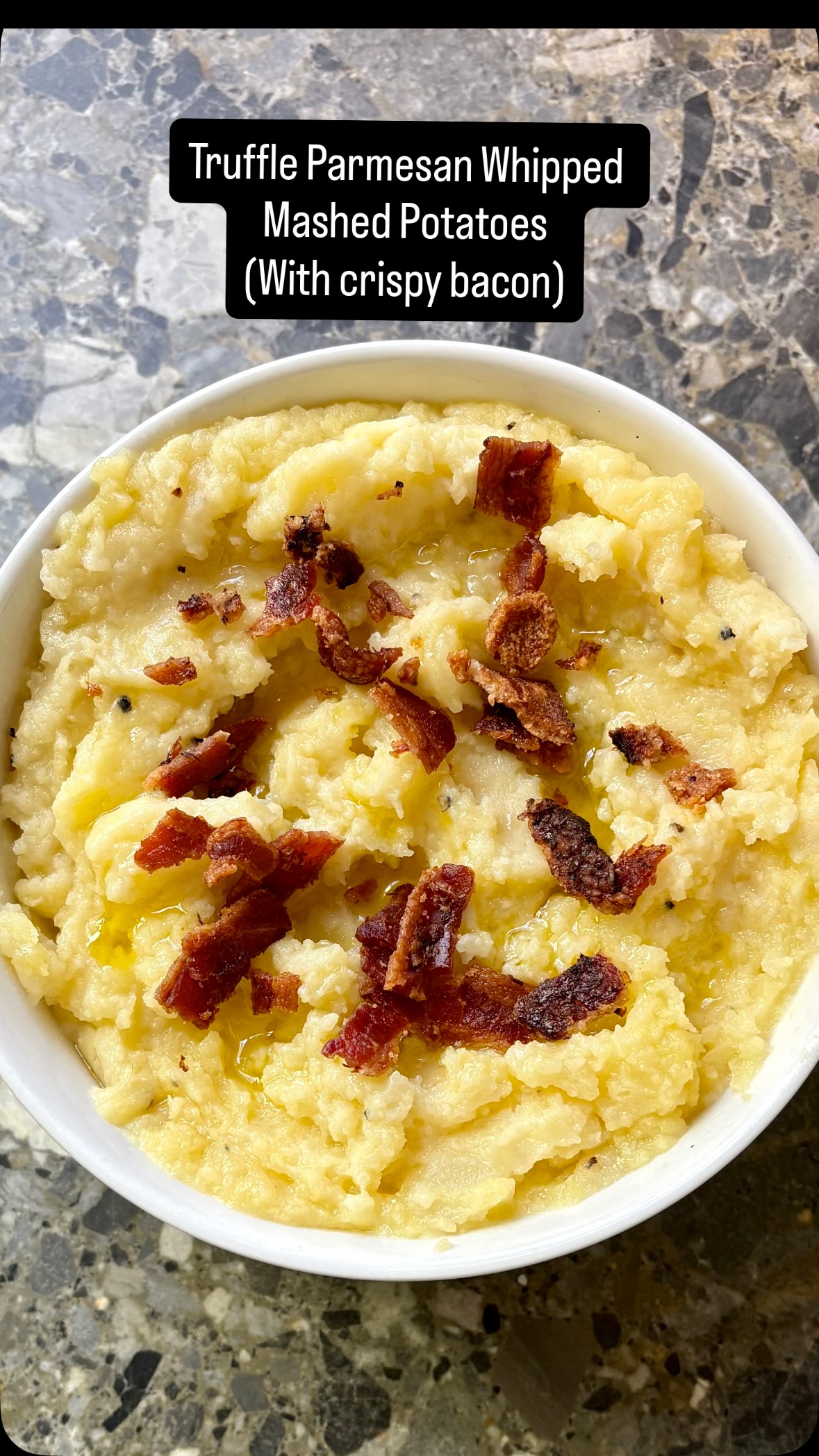 My secret to the fluffiest, smoothest, restaurant quality mashed potatoes - a potato ricer (and plenty of butter and truffle oil). Full recipe in captions, follow @dinnerreinvented for more easy recipes

Whipped Truffle Parmesan Mashed Potatoes (Serves 8-10)

Ingredients: 
4 pounds Yukon Gold potatoes
¾ cup unsalted butter (1 ½ sticks)
¼ cup black truffle oil
1 cup whole milk
1 cup heavy cream
½ tsp kosher salt
½ tsp coarse cracked pepper
1 cup grated Parmesan

optional: special equipment potato ricer
optional: crispy chopped bacon

Directions:
Peel the potatoes and quarter, rinse and place in a large stock pot. Fill ¾ of the pot with cold water, place on stove, set to medium high heat, with lid cracked. Once the water comes to a boil, turn heat down to medium low and allow to cook for about 20 minutes or until the potatoes are fork tender. Drain in a colander. If using the potato ricer, immediately rice the hot potatoes back into the large stock pot, otherwise use a masher. Cube the butter and stir in, along with truffle oil, milk, cream, salt, and pepper. Once all the butter is melted and the potatoes have cooled slightly, add in the Parmesan, stir and taste. Add salt and pepper if necessary. Serve immediately or place in an oven proof container to reheat before serving. 

#fallrecipes #comfortfood #mashedpotatoes #cozyrecipes #dinnerreinvented