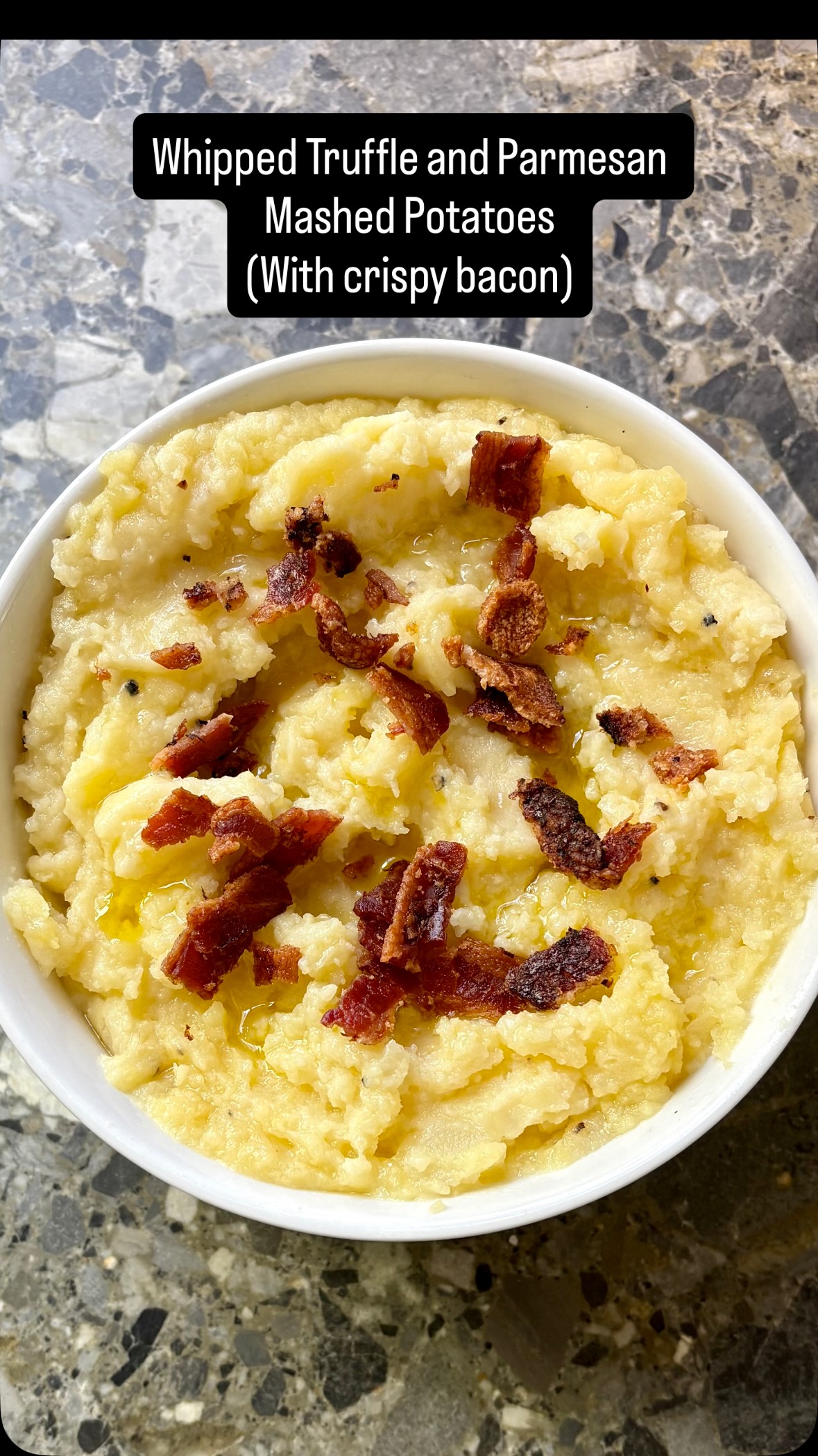 My secret to the fluffiest, smoothest, restaurant quality mashed potatoes - a potato ricer (and plenty of butter and truffle oil). Full recipe in captions, follow @dinnerreinvented for more easy recipes

Whipped Truffle Parmesan Mashed Potatoes (Serves 8-10)

Ingredients: 
4 pounds Yukon Gold potatoes
¾ cup unsalted butter (1 ½ sticks)
¼ cup black truffle oil
1 cup whole milk
1 cup heavy cream
½ tsp kosher salt
½ tsp coarse cracked pepper
1 cup grated Parmesan

optional: special equipment potato ricer
optional: crispy chopped bacon

Directions:
Peel the potatoes and quarter, rinse and place in a large stock pot. Fill ¾ of the pot with cold water, place on stove, set to medium high heat, with lid cracked. Once the water comes to a boil, turn heat down to medium low and allow to cook for about 20 minutes or until the potatoes are fork tender. Drain in a colander. If using the potato ricer, immediately rice the hot potatoes back into the large stock pot, otherwise use a masher. Cube the butter and stir in, along with truffle oil, milk, cream, salt, and pepper. Once all the butter is melted and the potatoes have cooled slightly, add in the Parmesan, stir and taste. Add salt and pepper if necessary. Serve immediately or place in an oven proof container to reheat before serving. 

#mashedpotatoes #fallrecipes #autumnvibes #falleats #dinnerreinvented