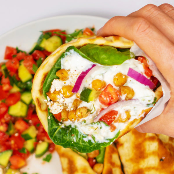 Vegetarian Gyro With Roasted Chickpeas And Tzaziki Sauce Dinner