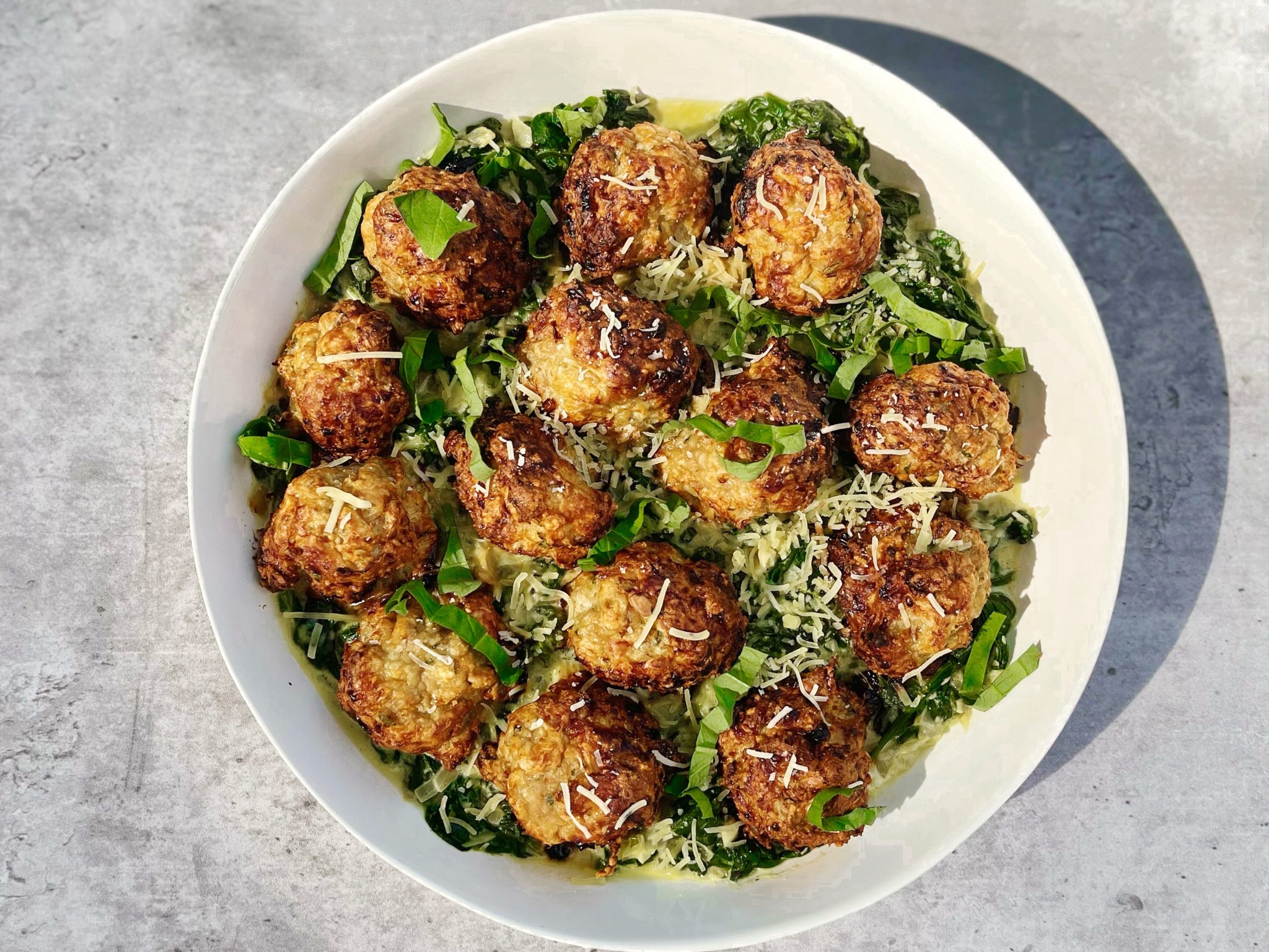 Baked Turkey Meatballs And Lightened Up Creamed Spinach Dinner Reinvented